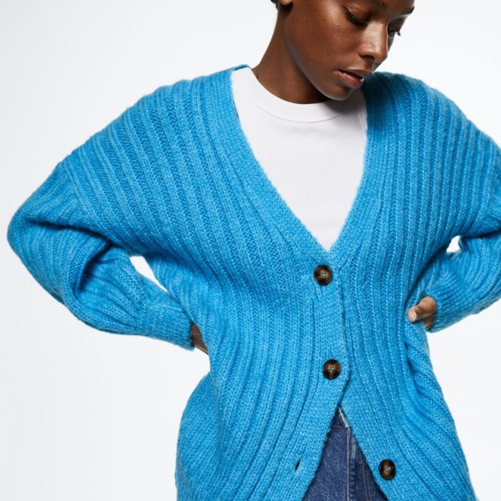 MANGO cerulean blue chunky cardigan